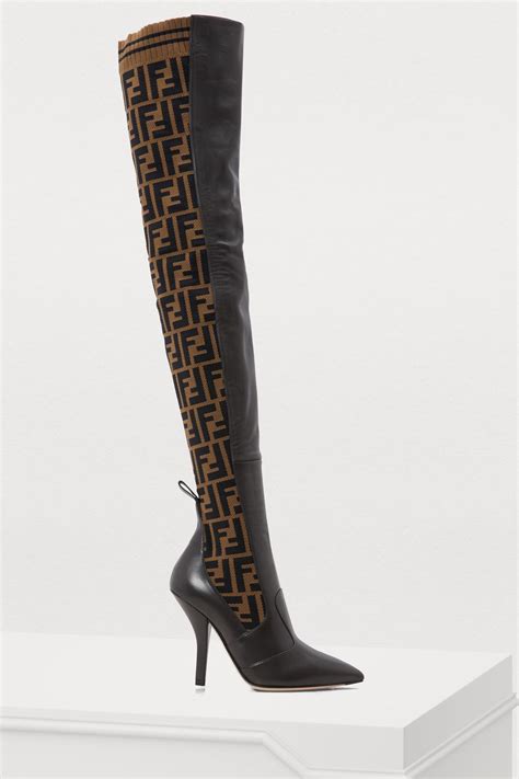 black fendi boots|thigh high Fendi boots.